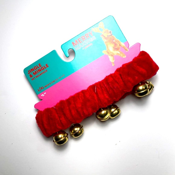 NEW MERRY MAKINGS Jingle Bell-Embellished Red Velvet Pet Neckpiece L/XL - Picture 13 of 15